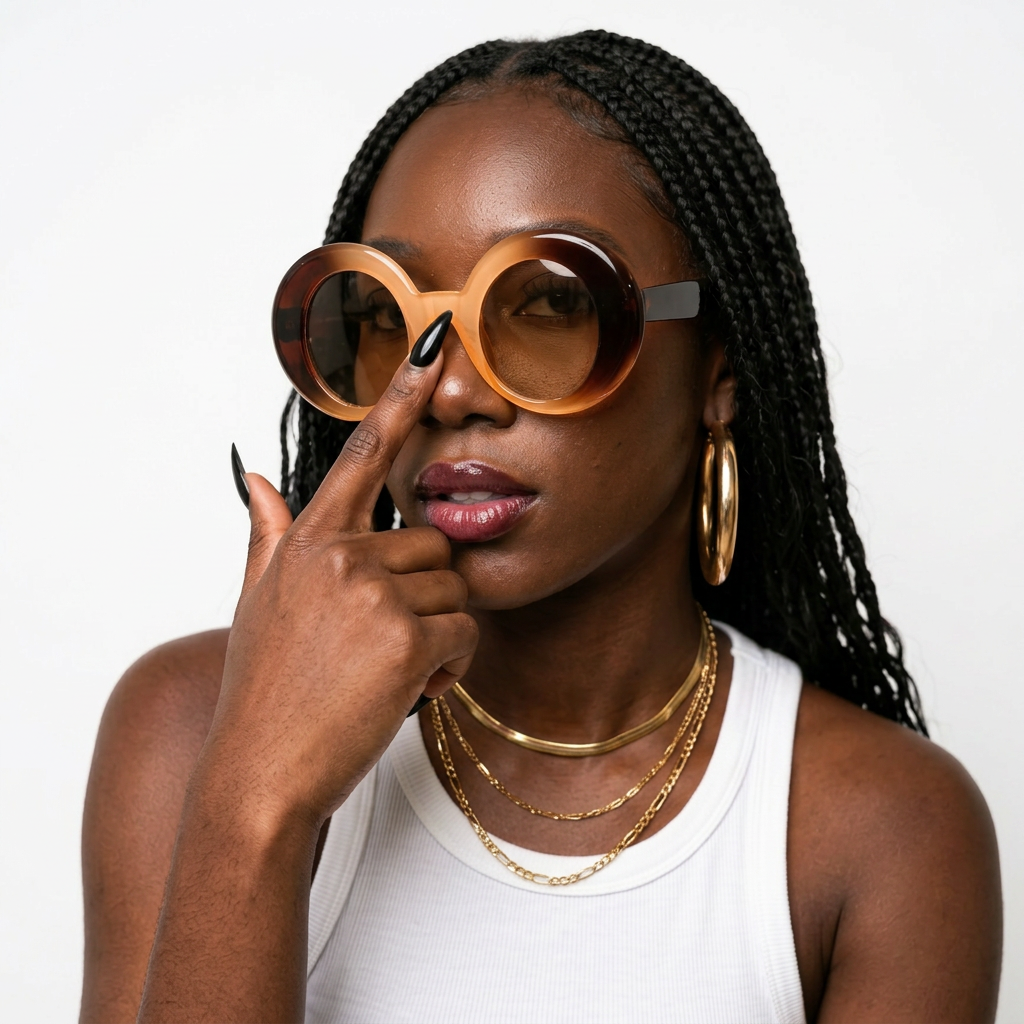 Daring Plastic Round Sunglasses: Pink green