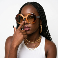 Daring Plastic Round Sunglasses: Pink green