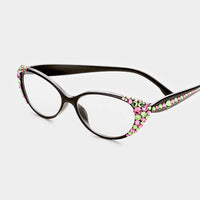 Pink & Green Side Crystal Reading Glasses: +1.00