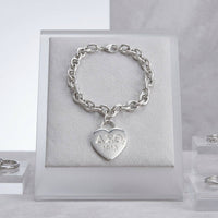 DST Silver 1913 Legacy Heart Lock Chain Bracelet: Silver / Rhodium / 8 inches