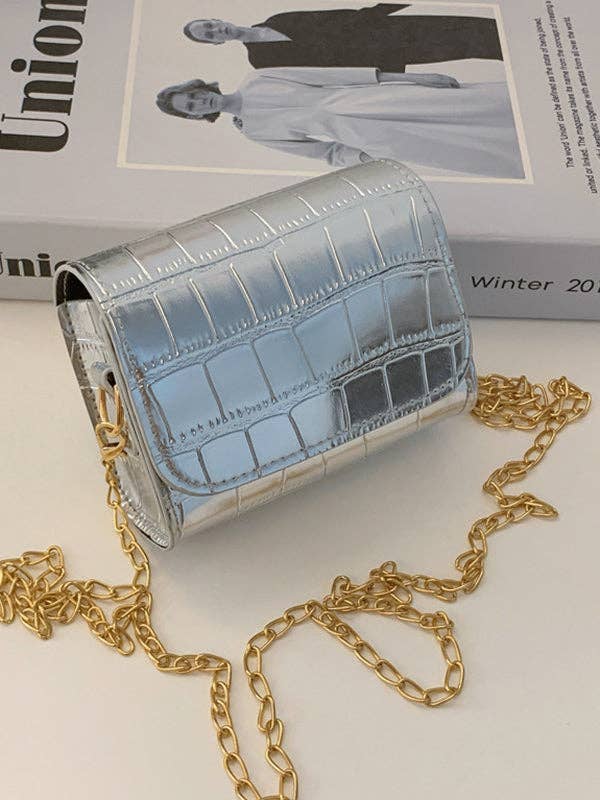 Chains Shiny Split-Joint Bags Crossbody Bags: GREEN / One_size