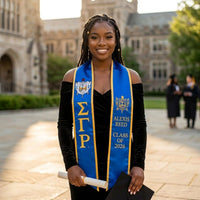 SGRHO Print Legacy Honor Stole in Blue with Gold: Color: Gold and Blue / Plating: Multi Tone / Size: 72 x 5 inches