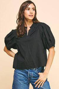 Valerie  V-NECK WOVEN TOP