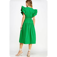 Francine Flutter Sleeve Poplin Midi Dress: Multiple colors
