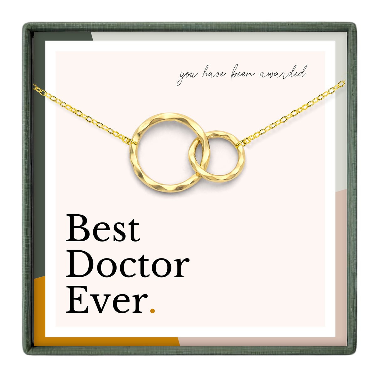Doctor Appreciation Gift - 2 Ring Necklace Gold or Silver: 14k Gold Vermeil