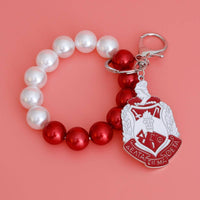 DST Red White Pearl Shield Keychain