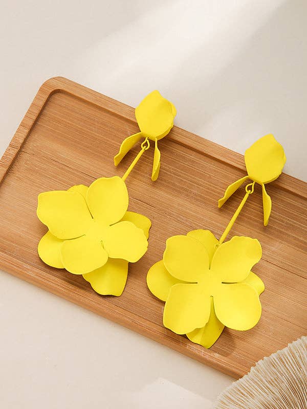 Flower Shape Drop Earrings Earrings Accessories: FUCHSIA / One_size