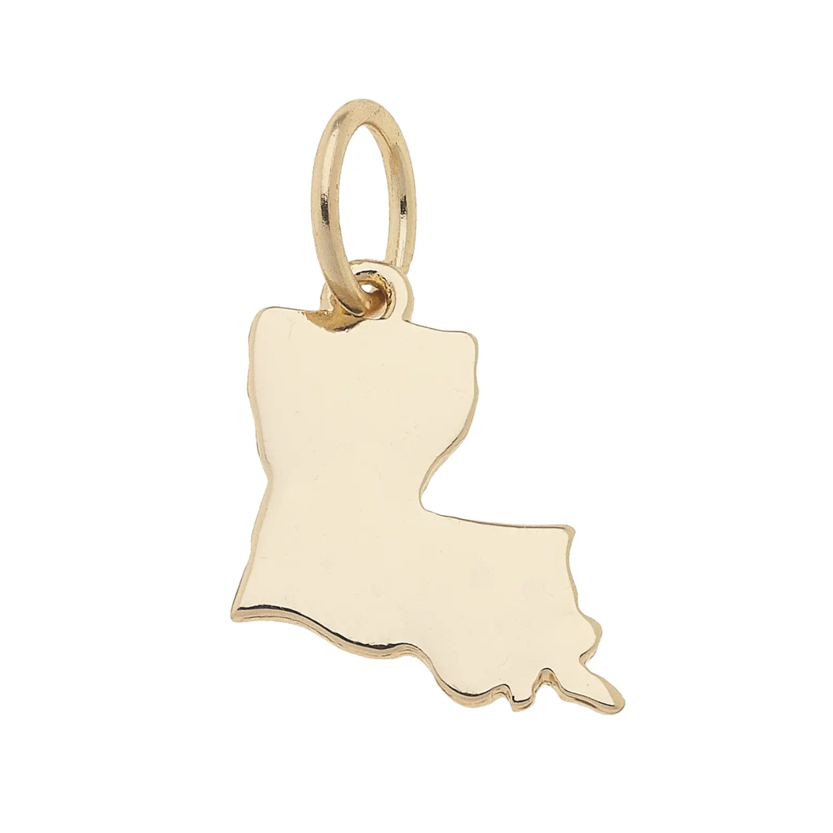 CANVAS STYLE CHARM BAR-Louisana Shaped State Charm in Shiny Gold