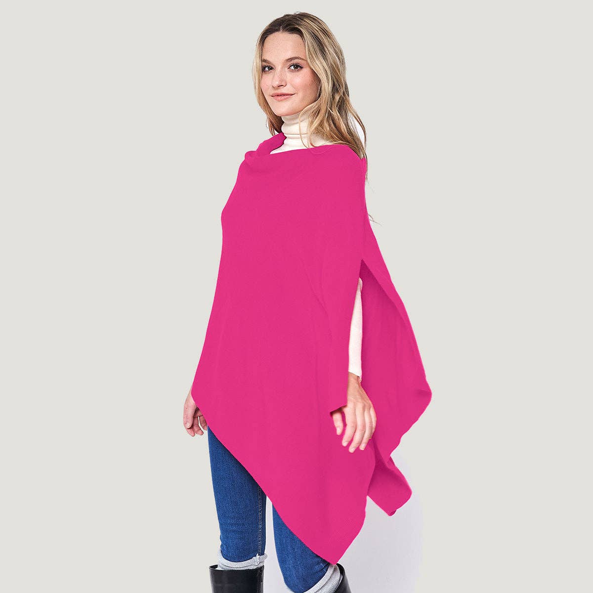 Vivienne Scarf Poncho Acrylic Pink Convertible Wrap