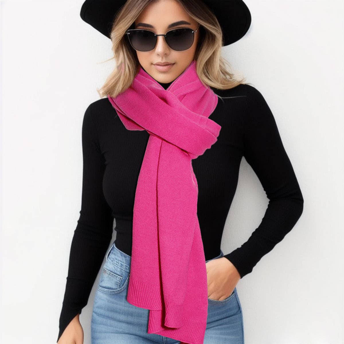 Vivienne Scarf Poncho Acrylic Pink Convertible Wrap
