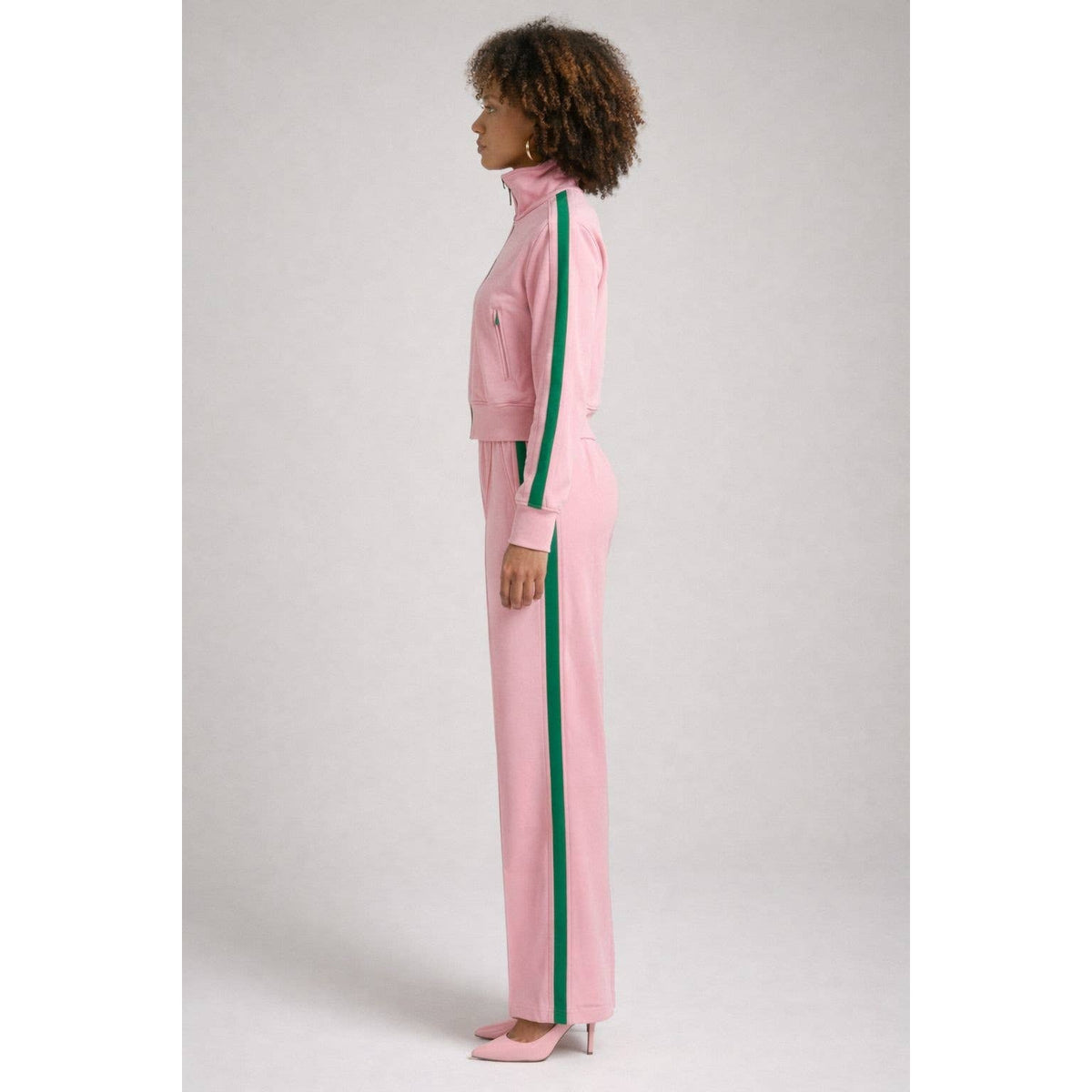 Midnight Stripe Luxe Track Set: BLACK / S-M-L-XL(2-2-2-2)