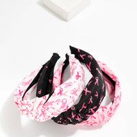 Breast Cancer Awareness Pink Ribbon Print Knotted Headband