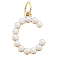 Pearl-Studded Letter Charm in Ivory: T