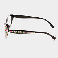 Pink & Green Side Crystal Reading Glasses: +1.00