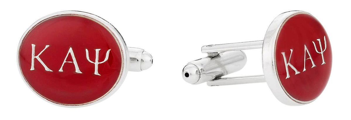 Kappa Alpha Psi Red Silver Fraternity Cufflinks