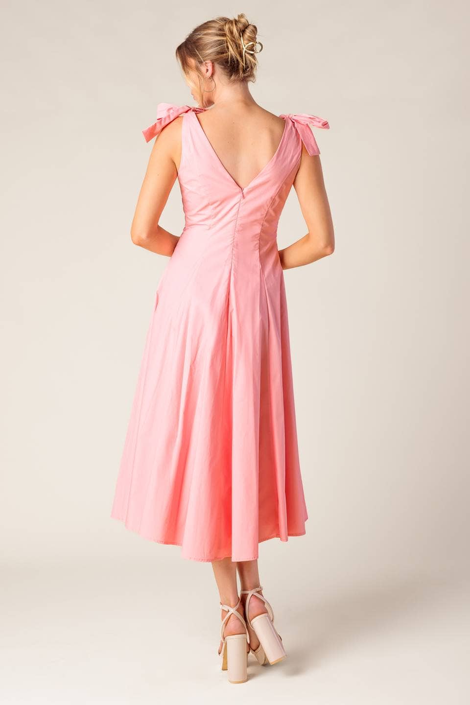 A solid woven midi dress - ID22465: PEACH / Contemporary / M