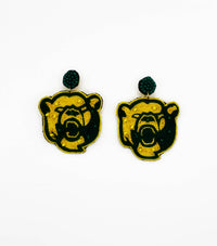 Baylor Bears Beaded Statement Earrings, Game Day, Tailgate Fashion, handmade earrings, Green and Gold