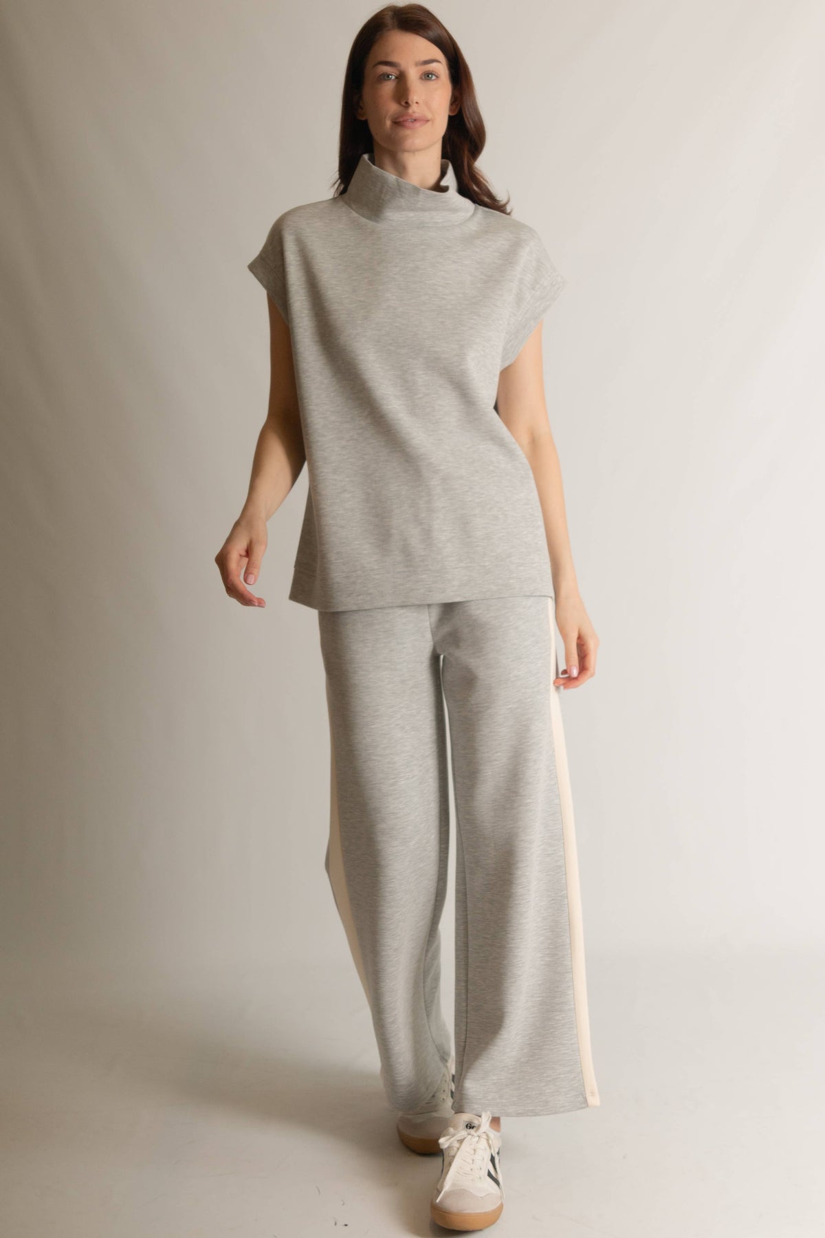P. CILL Butter Modal Side Stripe Wide Leg Pants: Black / Small