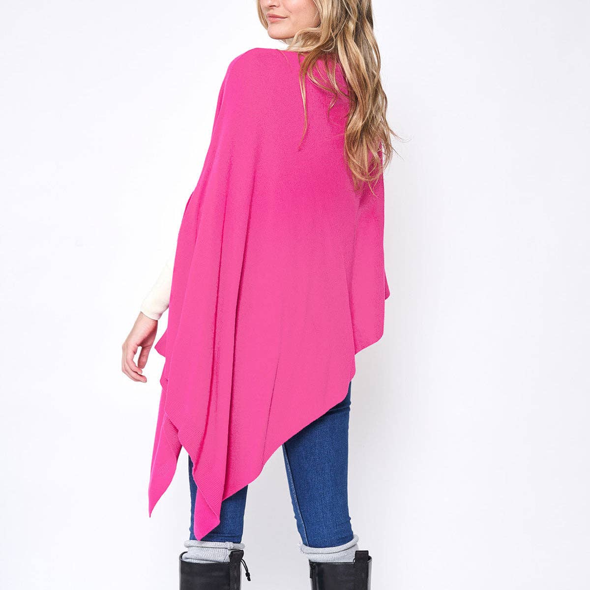 Scarf Poncho Acrylic Pink Convrtble Wrap for Women: 24.8 x 75.6 inches / Pink / Solid Color