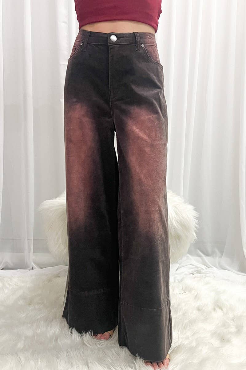 Stone Washed Cotton Corduroy Cropped Pants VP83140: Brown / M