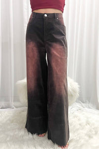 Stone Washed Cotton Corduroy Cropped Pants VP83140: Brown / M