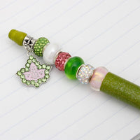 AKA Sorority Bling Bead and Ivy Charm Green Pen: Pink and Green