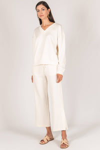 P. CILL Butter Modal Side Binding Wide Leg Pants: Black