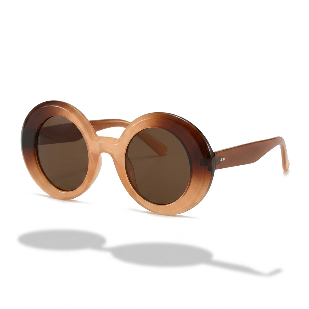 Daring Plastic Round Sunglasses: Pink green