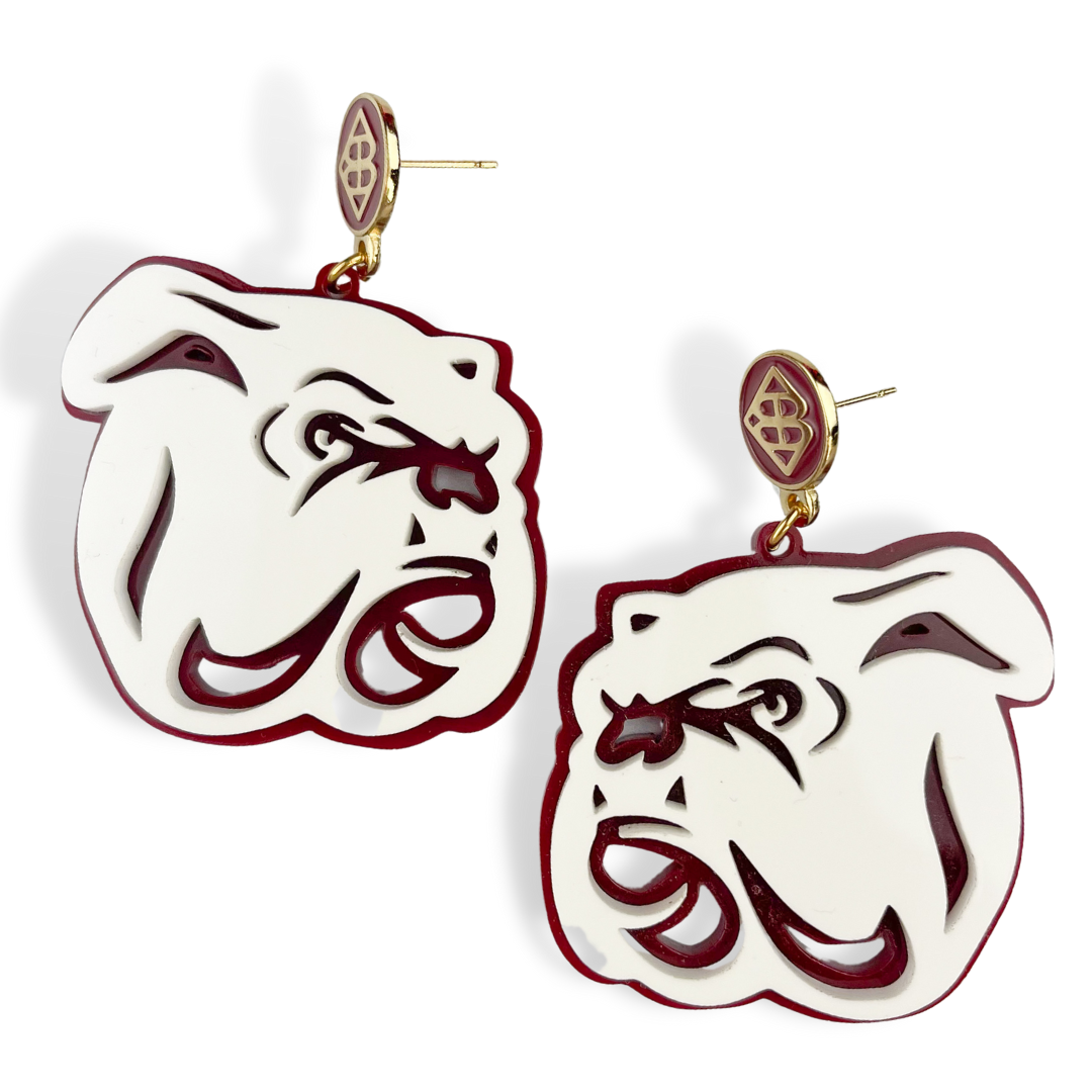 White Bulldog Logo GAME DAY Earrings