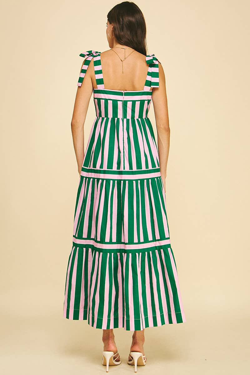 Braylee MULTI COLOR STRIPED TIERED MAXI DRESS