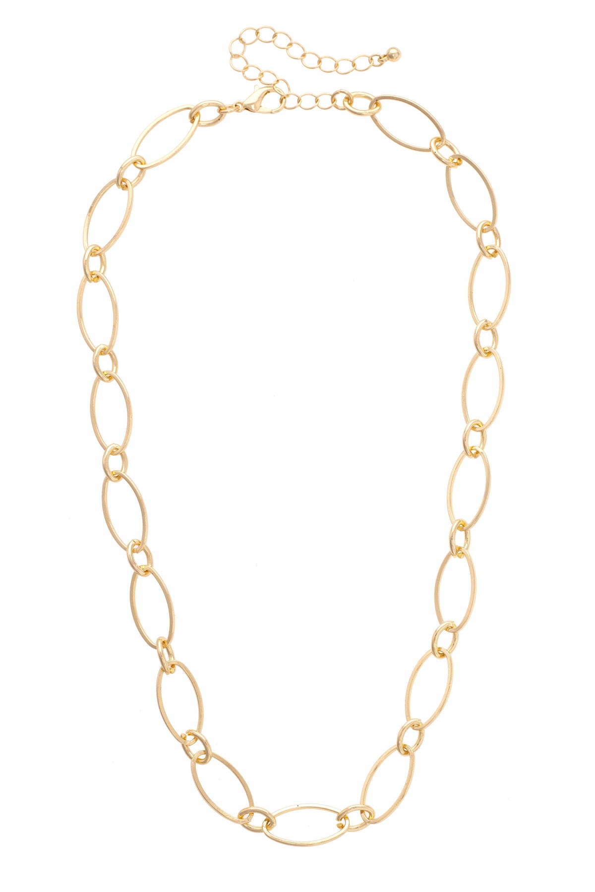 Canvas Style Charm Bar- Robyn Dainty Oval Link Necklace in Shiny Gold