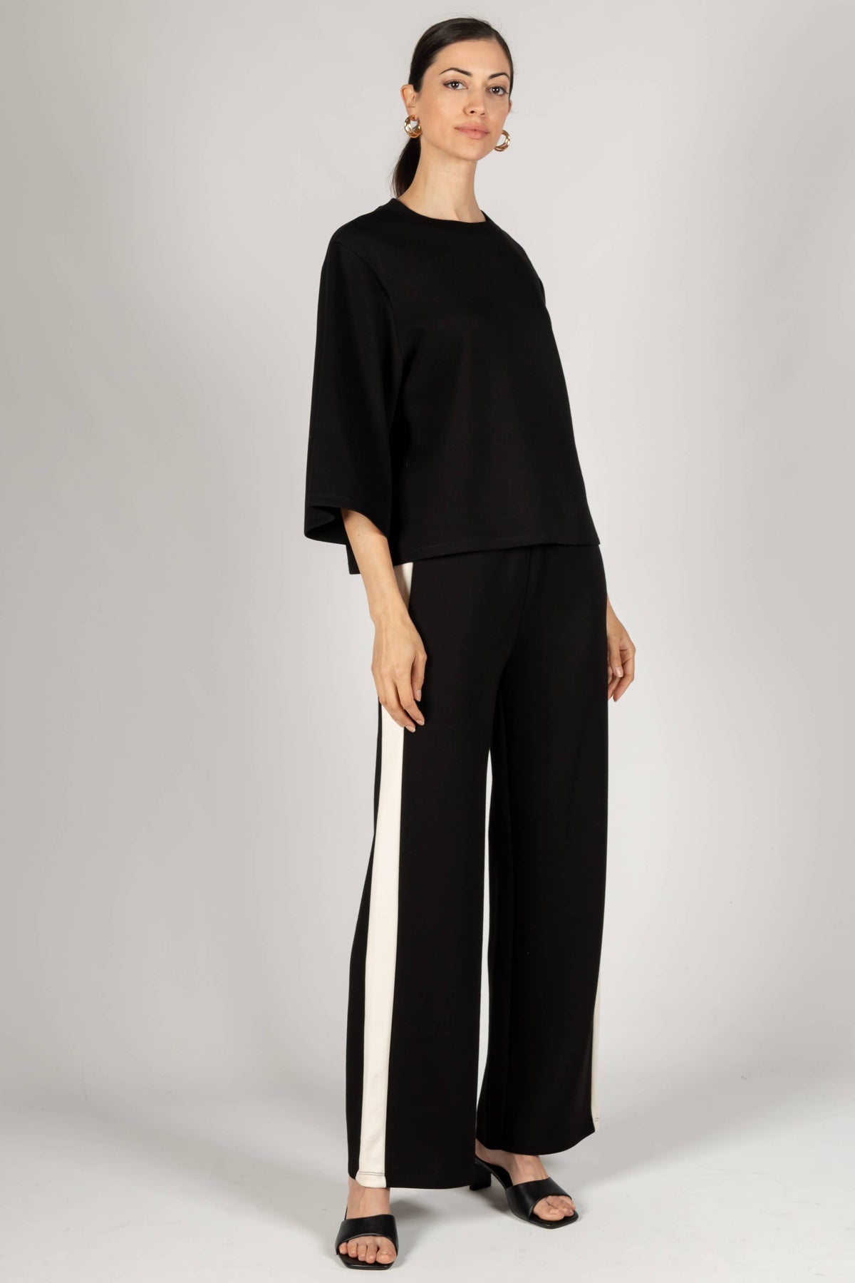 P. CILL Butter Modal 3/4 Sleeve Top: Black