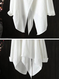 Urban Loose Black White Long Sleeves Irregular Blouse: BLACK / One_size