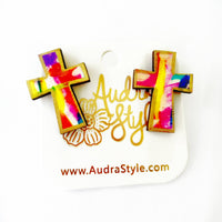 Abstract Cross Stud - Colorful Spring Summer, Easter Earring