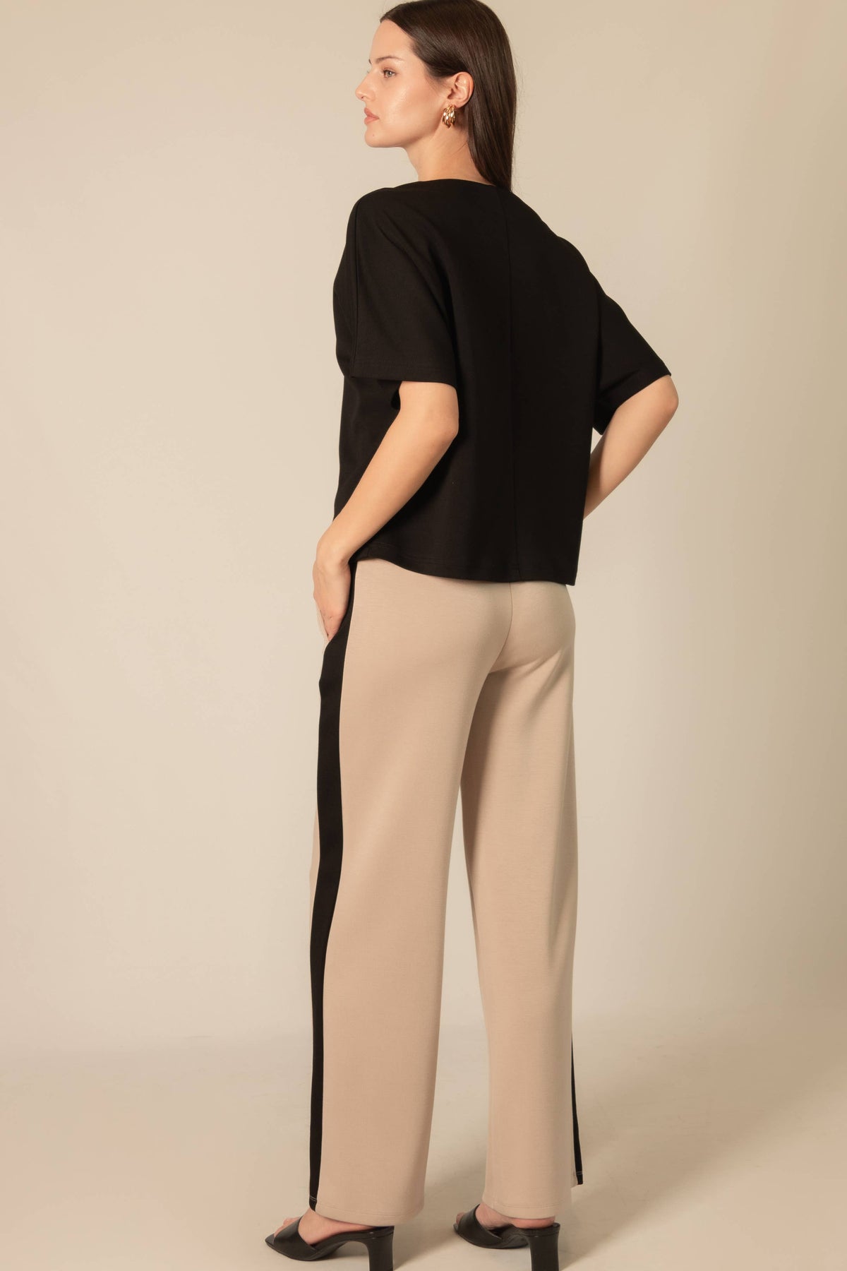 P.CILL Butter Modal V Neck Short Sleeve Top: Black