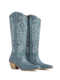 Traditional Western Flame stitched Leather Boots Black Red Turquoise Brown & Pink Cowgirl Boots: Pink / 8