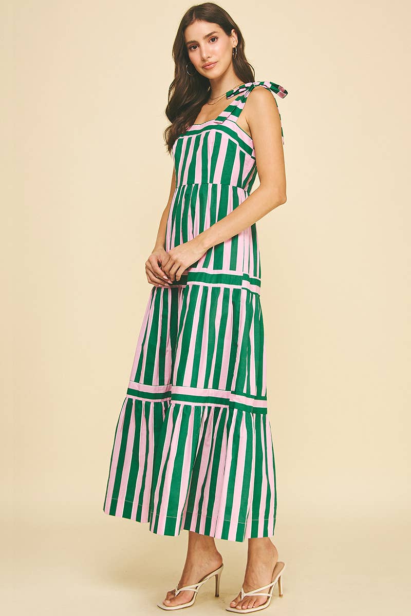 Braylee MULTI COLOR STRIPED TIERED MAXI DRESS
