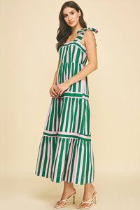 Braylee MULTI COLOR STRIPED TIERED MAXI DRESS