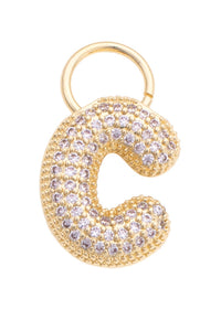 Letter Pave Initial Charm in Shiny Gold: I