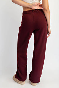 FLEECE PLEATED TROUSER: Dk Cherry / S-M-L(2-2-2)