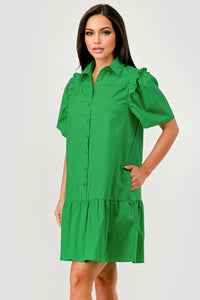 Cindy Short Sleeve Collared Button Down Dress