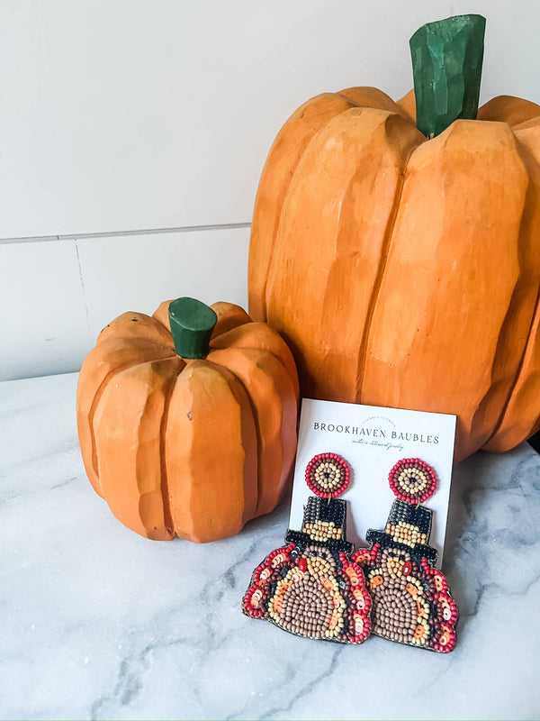 Thanksgiving Turkey Beaded Earrings 