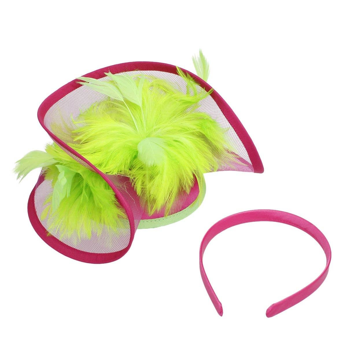 AKA Sorority Pink Green Folded Feather Fascinator: Pink and Green / Multi Tone / -