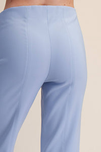 High Waist Stitch Pleats Flare Crop Stretchy Pants: White / L
