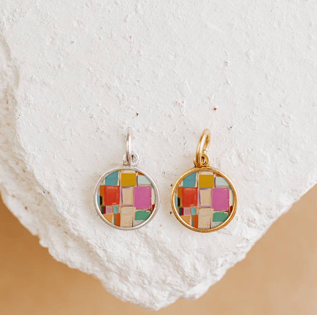 Charm Bar - Mosaic Pendant Charm: Antique Gold  Circle