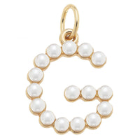 Pearl-Studded Letter Charm in Ivory: P