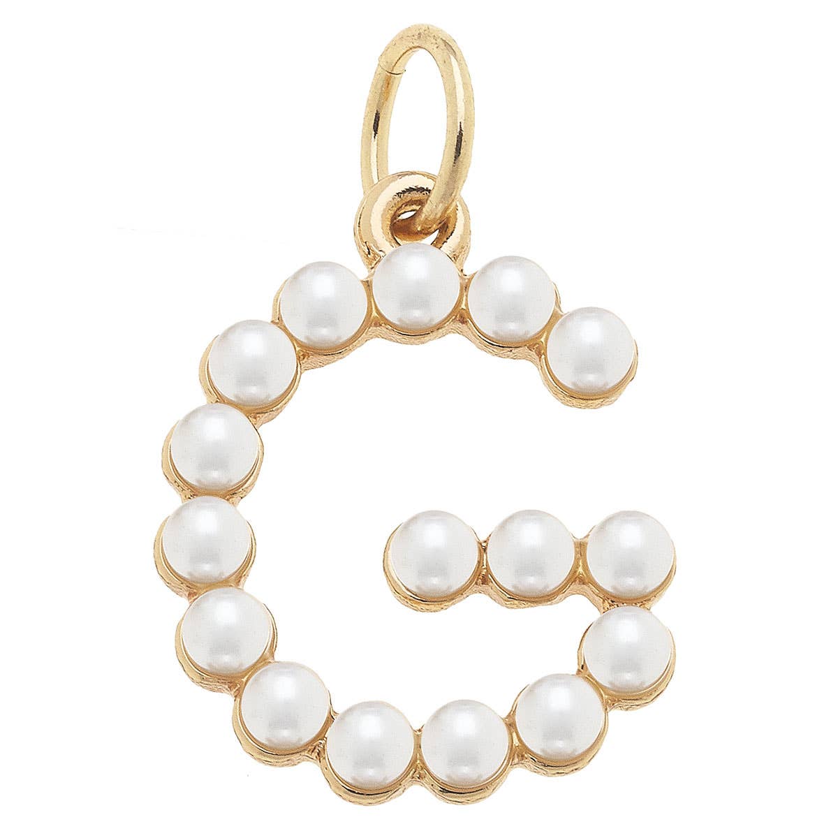 Pearl-Studded Letter Charm in Ivory: O