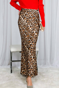 Henley Neck Elastic Smocked Leopard Print Blouse or  Leopard Print Bias Cut Satin Maxi Skirt