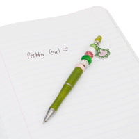 AKA Sorority Bling Bead and Ivy Charm Green Pen: Pink and Green