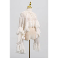 Cami Chiffon Tiered Loose Long Sleeve Sheer Blouse Top